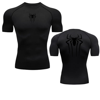 SpiderMan Short Sleeve Compression Shirt/Back Design